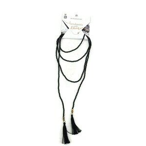 New Me to We Tassel Wrap Necklace Black Beaded